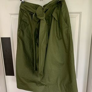 J.Crew olive green tonal stripe skirt.